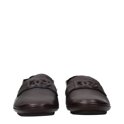 Loafer Slip-On Shoes by Dolce & Gabbana for men in leather brown features an dynamic silhouette from the Men's Leather Loafer Slip-On Shoes collection, defined by a dynamic and for a dynamic look.
