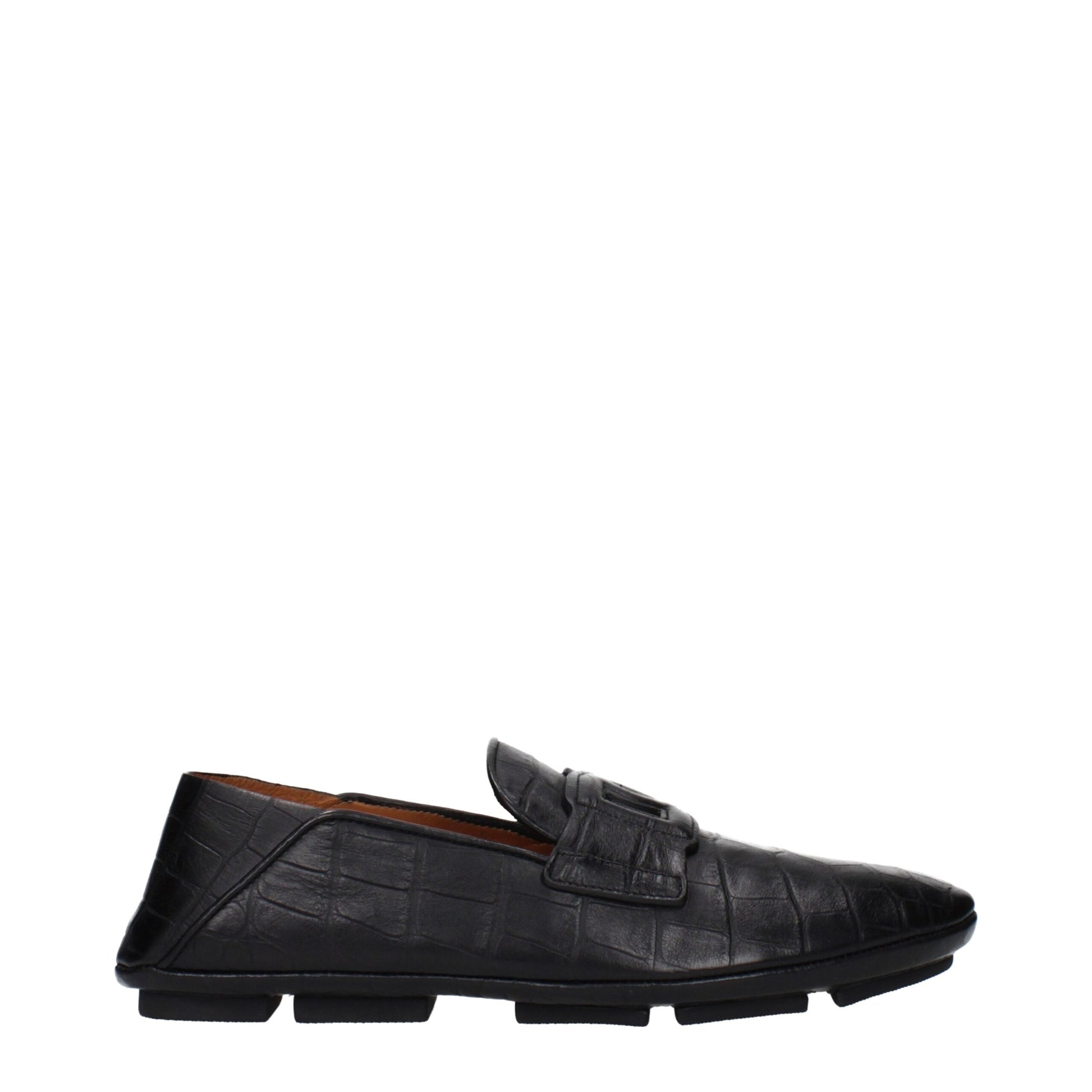 Loafer Slip-On Shoes by Dolce & Gabbana for men in leather black features an dynamic silhouette from the Men's Leather Loafer Slip-On Shoes collection, defined by a dynamic and for a dynamic look.