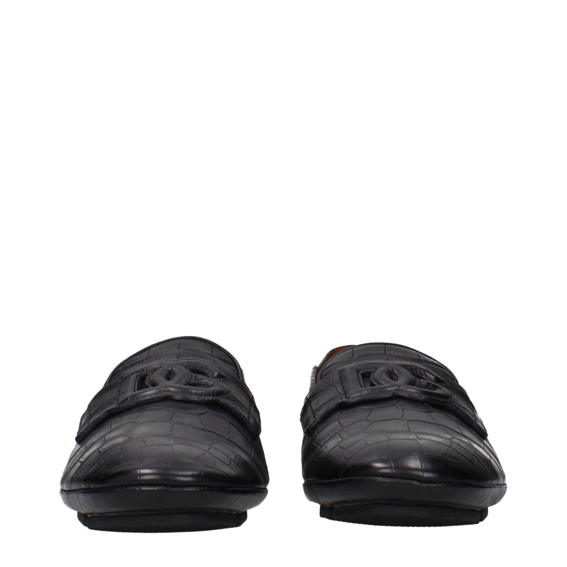 Loafer Slip-On Shoes by Dolce & Gabbana for men in leather black features an ergonomic silhouette, perfectly showcasing Men's Leather Loafer Slip-On Shoes with its distinct and elegant .