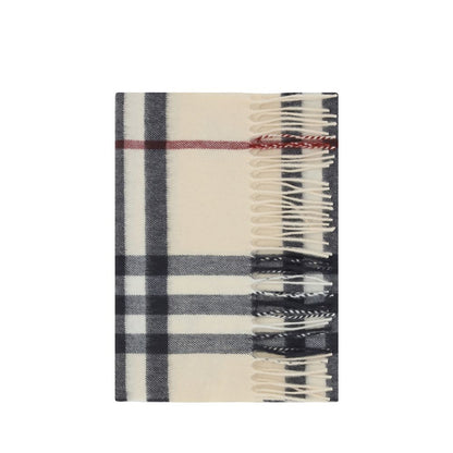 Scarf by Burberry for men in cashmere beige & patterned features a snug silhouette, perfectly showcasing the elegant drape and premium finish of the Archivio Cashmere Wrap Frayed-Edge Scarf.