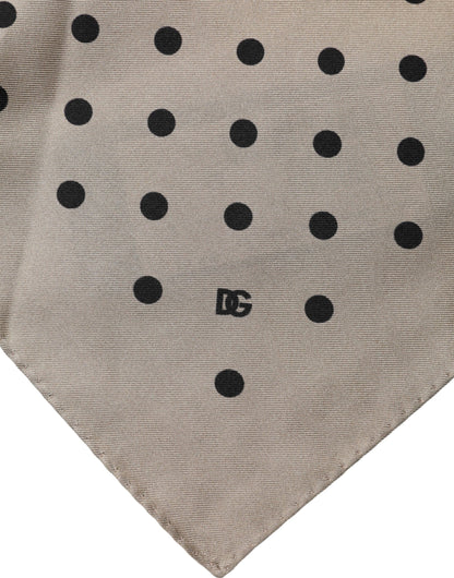 Dolce & Gabbana Brown Polka Dot Square Handkerchief Scarf