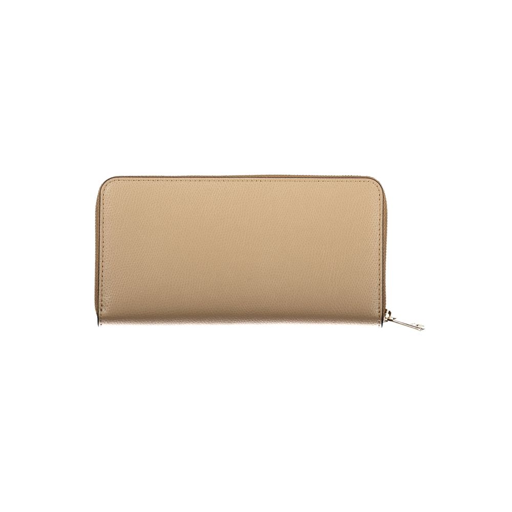 Cardholder Wallet by Furla for women in polyester polyurethane suede leather beige, gold, white & print showcases a refined silhouette, artfully detailed with the signature style of the Camelia Continental Polyester Polyurethane Suede Leather Cardholder Wallet and functional card-organization.