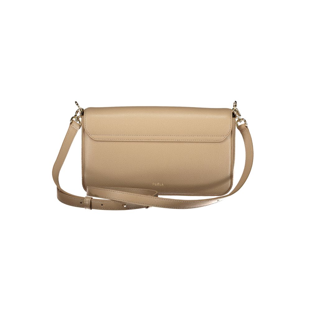 Shoulder Handbag by Furla for women in leather beige presents a ornamental silhouette, showcasing a secure zipper, ample built-in-compartments, cardholder & coin-purse, and versatile shoulder-strap for a ornamental finish.
