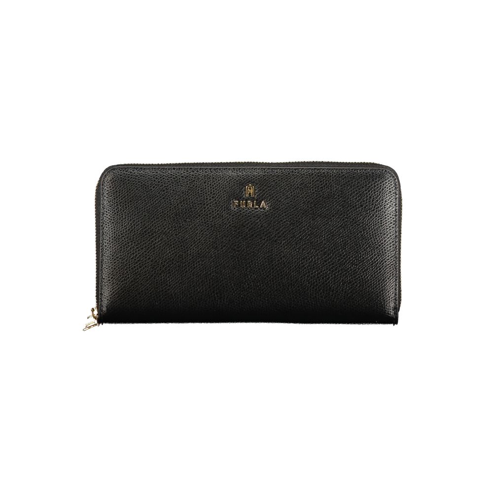 Wallet by Furla for women in leather black presents a streamlined silhouette, showcasing the sophisticated design of the Moonlight Leather Wallet collection with functional compact-design.