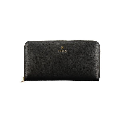 Wallet by Furla for women in leather black presents a streamlined silhouette, showcasing the sophisticated design of the Moonlight Leather Wallet collection with functional compact-design.