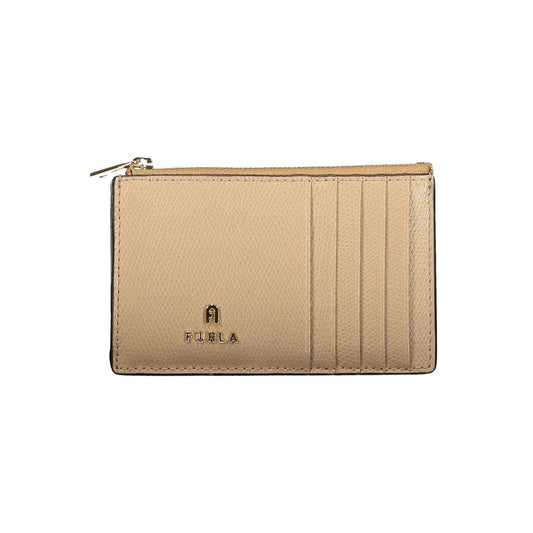 Cardholder Wallet by Furla for women in leather beige presents a architectural silhouette from the Camelia Leather Cardholder Wallet collection, showcasing architectural card-organization zip-around coin-purse for a architectural finish.