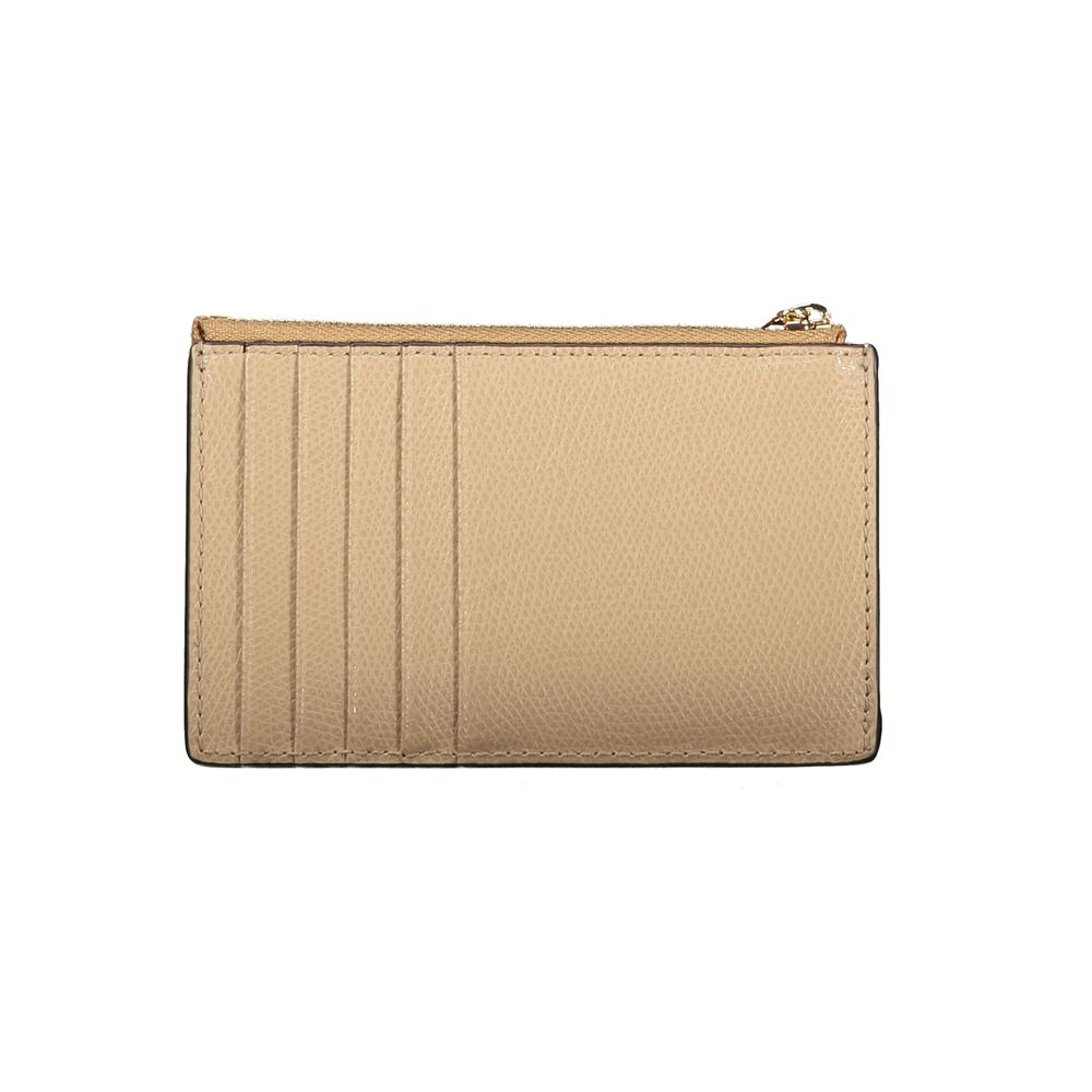 Cardholder Wallet by Furla for women in leather beige showcases a refined silhouette, artfully capturing the essence of the refined Camelia Leather Cardholder Wallet design with functional card-organization zip-around coin-purse.