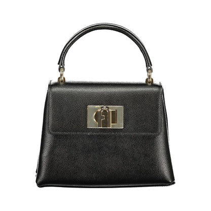 Furla Camelia Leather Handbag - Beige Black