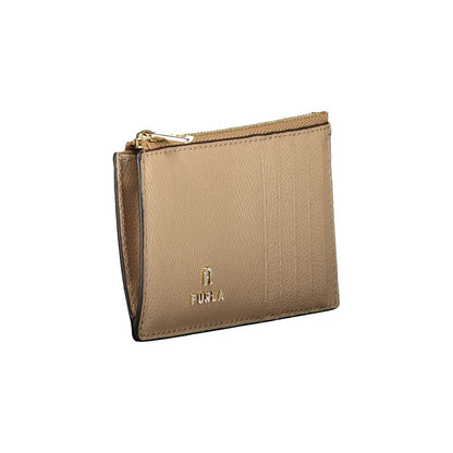 Cardholder Wallet by Furla for women in leather beige presents a refined silhouette, artfully capturing the essence of the Camelia Leather Cardholder Wallet design with sophisticated card-organization zip-around coin-purse for a refined look.