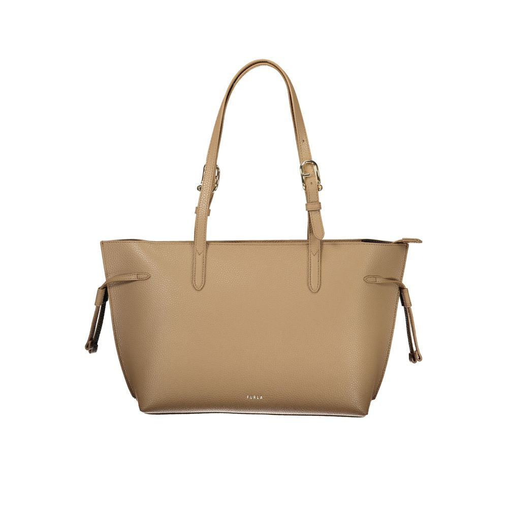 Crossbody Handbag by Furla for women in leather brown & red features a ornamental silhouette, showcasing a secure snap, ample internal-pockets, and ornamental crossbody-strap, shoulder-strap, adjustable-strap & handle for a sophisticated look.