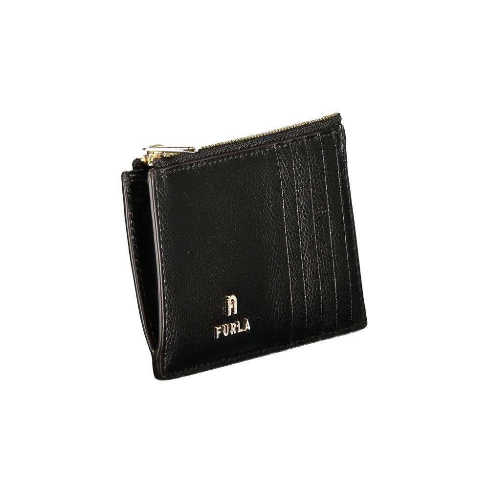 Wallet by Furla for women in leather black presents a streamlined silhouette, showcasing the sophisticated design of the Roxie Leather Wallet collection with functional compact-design.