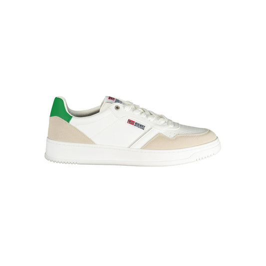 Athletic Sneakers by Norway 1963 for men in polyurethane leather white showcases an impeccable silhouette, defined by an impeccable athletic style design that perfectly captures the essence of the Men's Athletic Polyurethane Leather Sneakers.