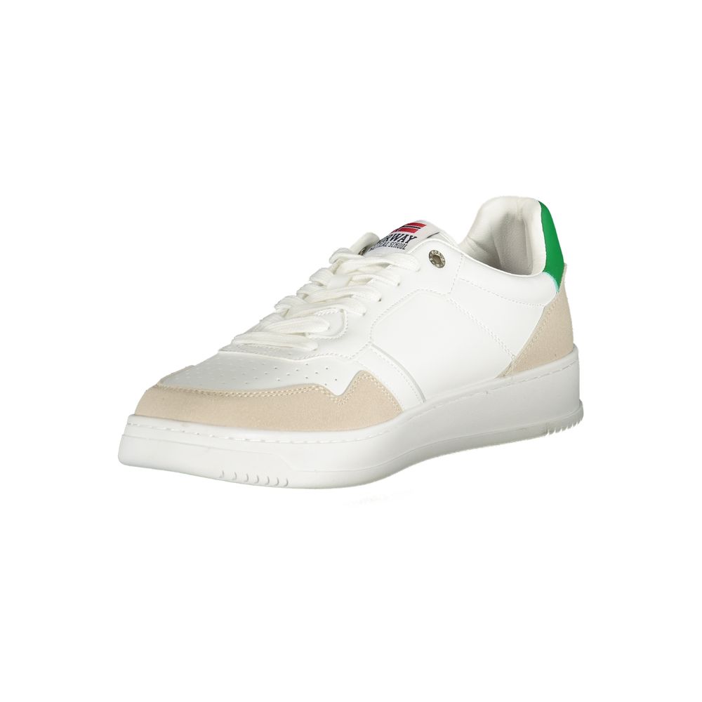Athletic Sneakers by Norway 1963 for men in polyurethane leather white presents a sleek silhouette, perfectly capturing the athletic style essence of Men's Athletic Polyurethane Leather Sneakers with its sleek design and premium finish.