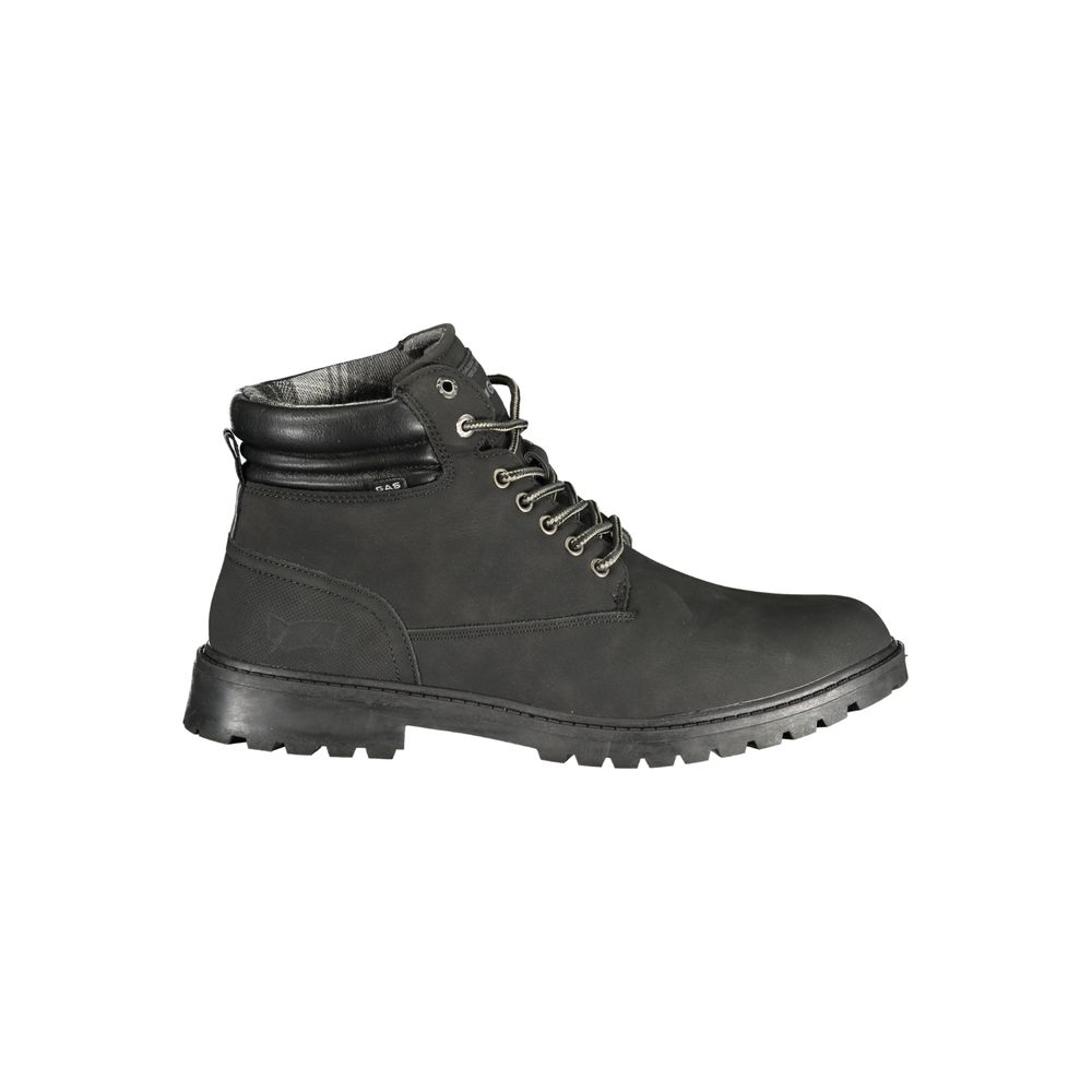 Gas Men's Polyester & Polyurethane Lace-Up Ankle Boots - Black Print