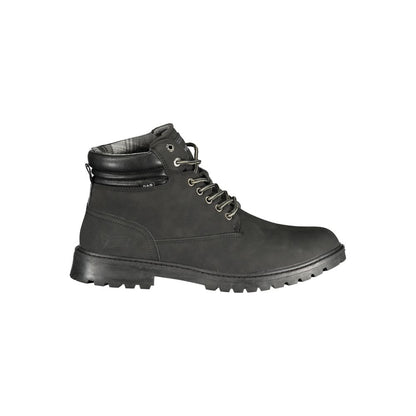 Gas Men's Polyester & Polyurethane Lace-Up Ankle Boots - Black Print