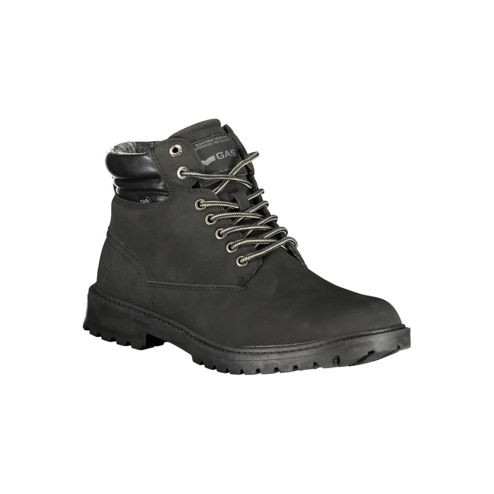 Gas Men's Polyester & Polyurethane Lace-Up Ankle Boots - Black Print