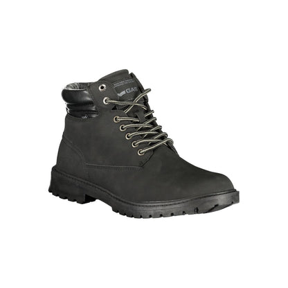 Gas Men's Polyester & Polyurethane Lace-Up Ankle Boots - Black Print