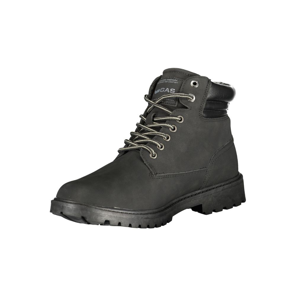 Gas Men's Polyester & Polyurethane Lace-Up Ankle Boots - Black Print