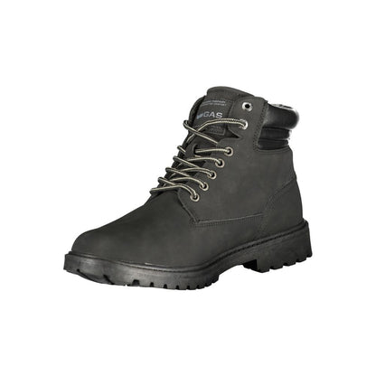 Gas Men's Polyester & Polyurethane Lace-Up Ankle Boots - Black Print