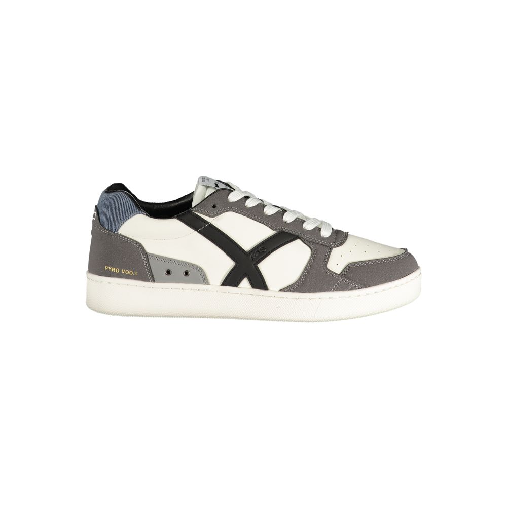 Athletic Sneakers by Gas for men in polyester & polyurethane white features an architectural silhouette, showcasing the premium athletic style of the Men's Athletic Polyester & Polyurethane Sneakers with an architectural finish.