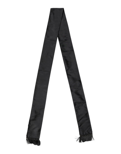 Dolce & Gabbana Lace Marble & Silk Foulard Stole Wrap Fringes Scarf - Black