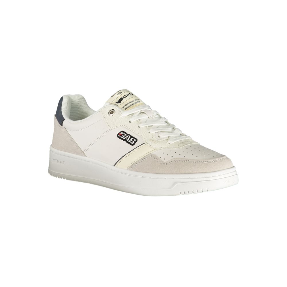 Athletic Sneakers by Gas for men in polyester & polyurethane blue & white features an architectural silhouette from the Crisp Men's Athletic Polyester & Polyurethane Sneakers collection, showcasing a architectural athletic style for a architectural look.