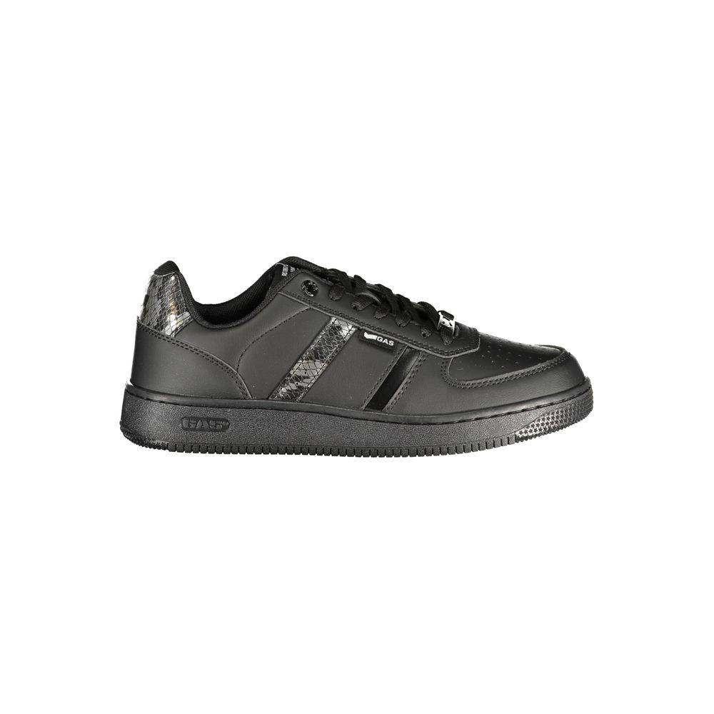 Gas Aren Women's Athletic Polyester Polyurethane Python Leather Sneakers - Black