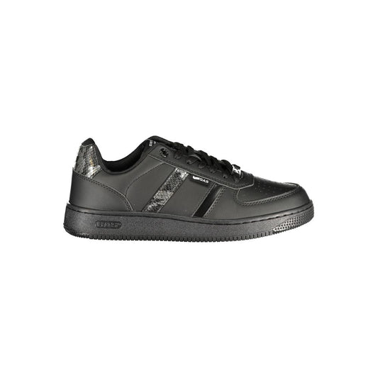 Gas Aren Women's Athletic Polyester Polyurethane Python Leather Sneakers - Black