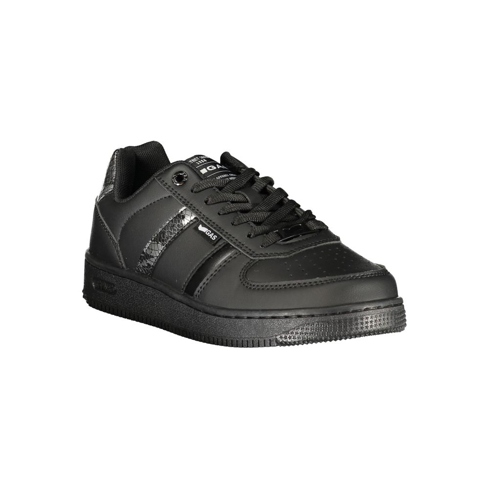 Gas Aren Women's Athletic Polyester Polyurethane Python Leather Sneakers - Black