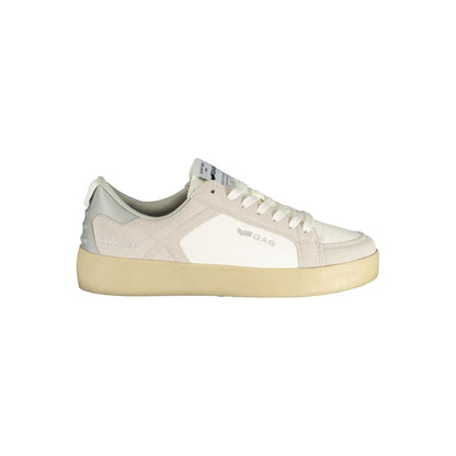 Athletic Sneakers by Gas for women in polyester & polyurethane gold & white showcases a architectural silhouette, artfully capturing the essence of the Women's Athletic Polyester & Polyurethane Sneakers with its signature architectural athletic style construction.