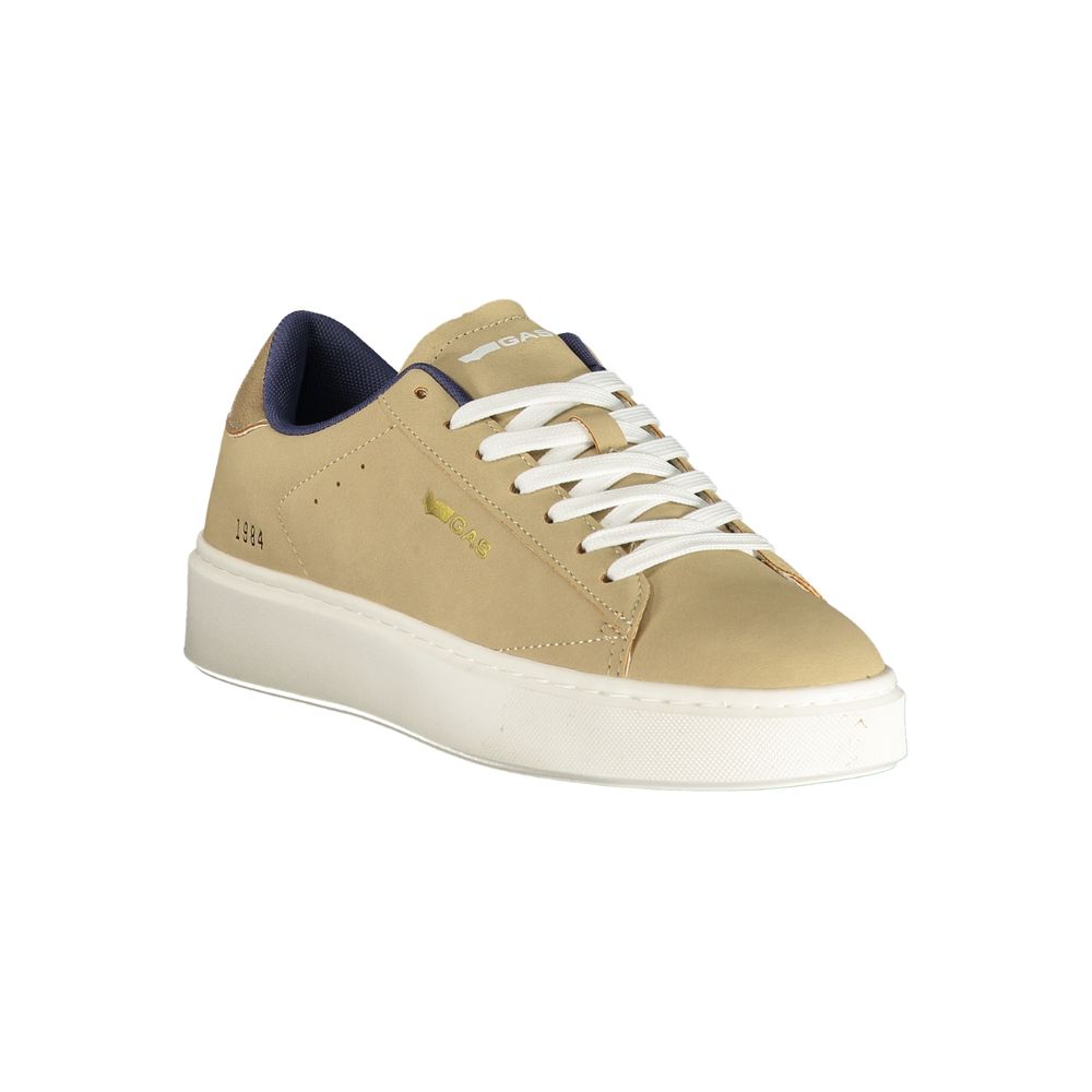 Athletic Sneakers by Gas for women in polyester & polyurethane beige, blue & gold showcases an impeccable silhouette, defined by an impeccable athletic style design that perfectly captures the essence of the City Women's Athletic Polyester & Polyurethane Sneakers.