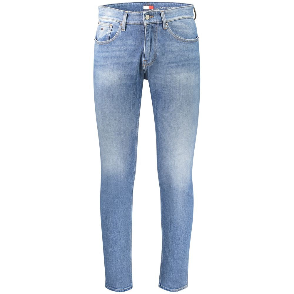 Jeans by Tommy Hilfiger for men in stretch denim cotton canvas blue presents a refined pantology silhouette, artfully defined by a refined pantology tapered-leg & slim, long, and a sophisticated .