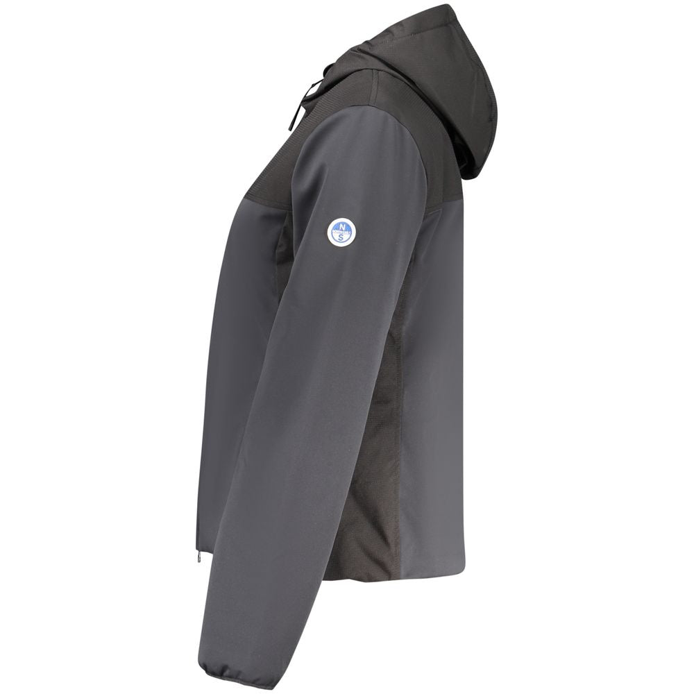 Hooded Windbreaker Jacket by North Sails for women in polyester black features an enduring silhouette, showcasing technical pockets, hooded & windproof and a sophisticated for a truly enduring aesthetic.
