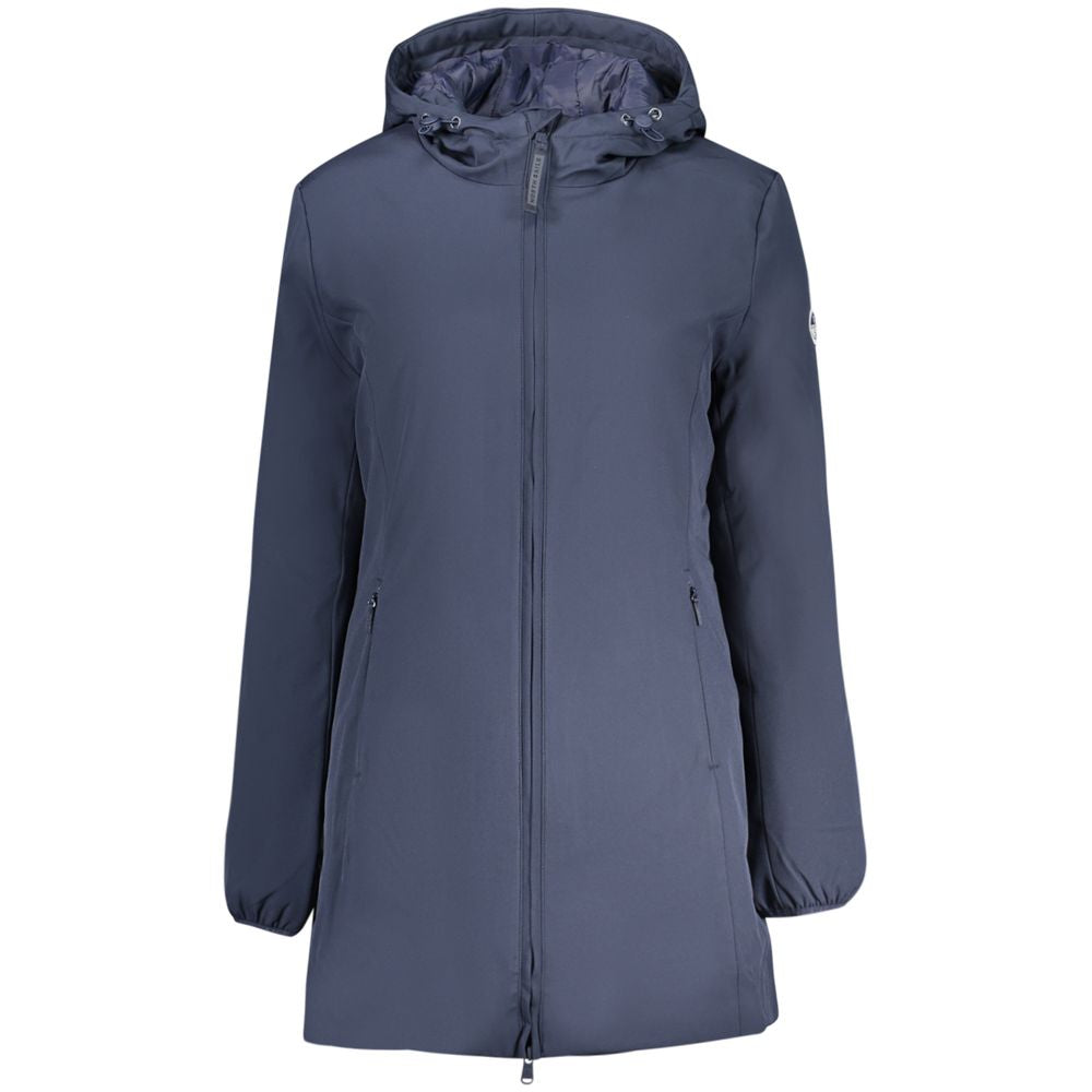 Hooded Overcoat by North Sails for women in polyester blue showcases a enveloping silhouette, detailed with distinctive pockets, hooded & water-resistant and a enveloping hooded neckline.