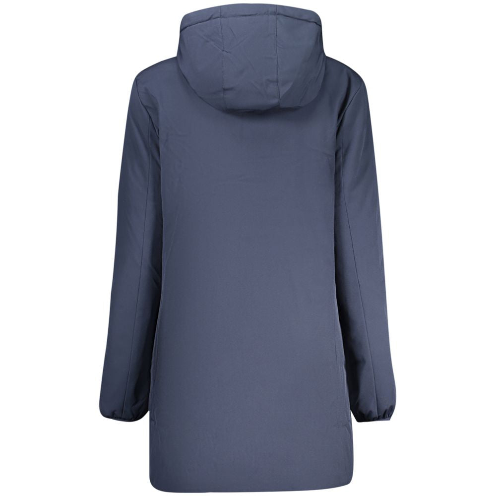Hooded Overcoat by North Sails for women in polyester blue showcases a architectural silhouette, artfully detailed with a distinctive hooded neckline and functional pockets, hooded & water-resistant for a architectural finish.