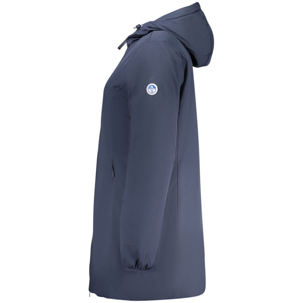 Hooded Overcoat by North Sails for women in polyester blue features a cosy chic silhouette, artfully detailed with a sophisticated and premium pockets, hooded & water-resistant for a cosy chic finish.