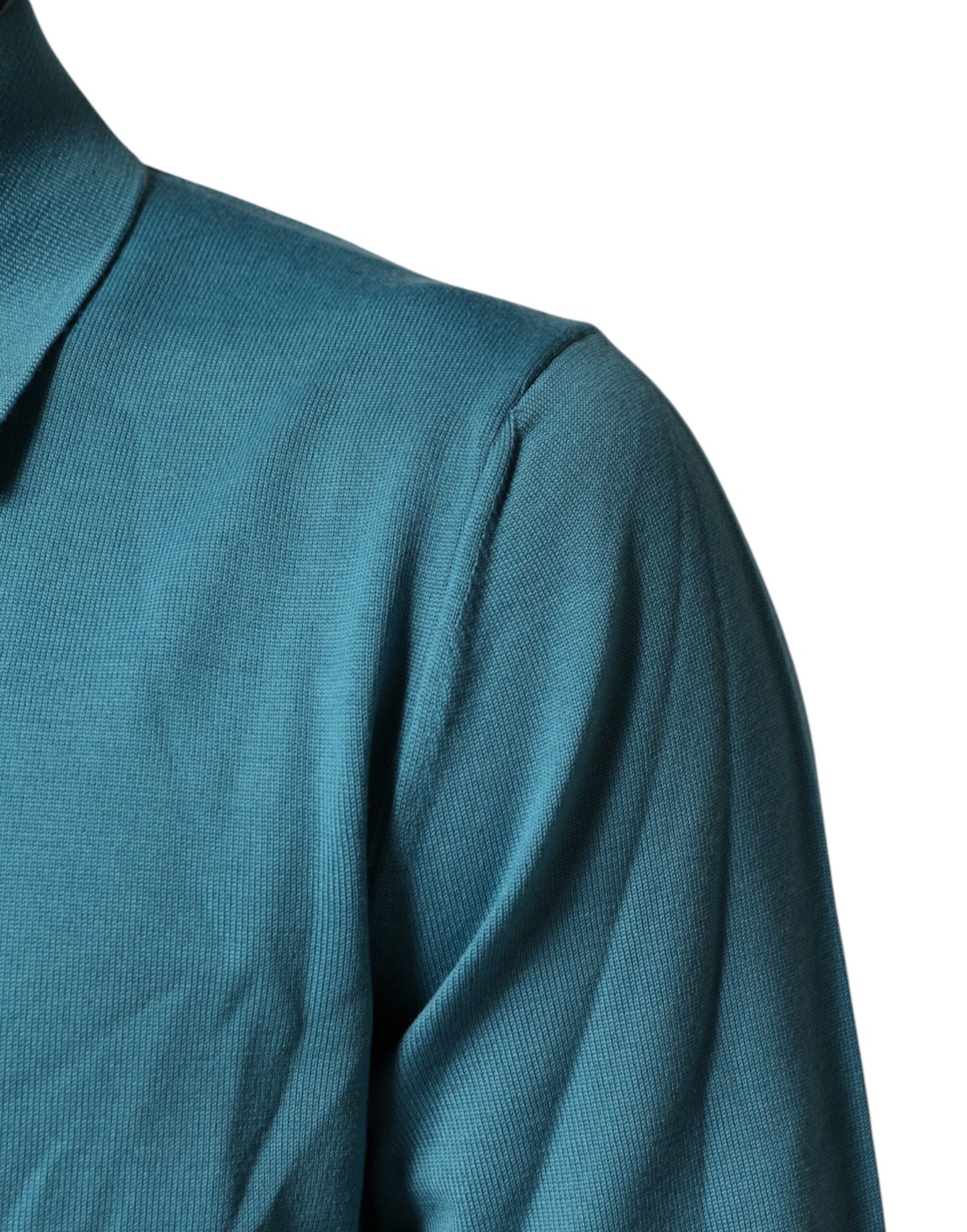 Dolce & Gabbana Teal Wool Collared Pullover Sweater