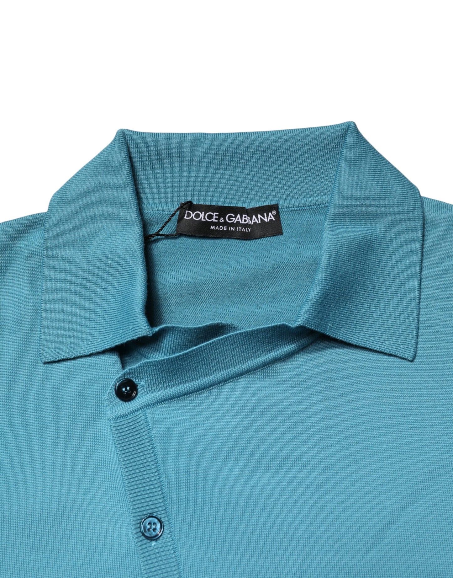 Dolce & Gabbana Teal Wool Collared Pullover Sweater