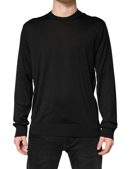 Dolce & Gabbana Men's Crew Neck Silk Sweatshirt - Black