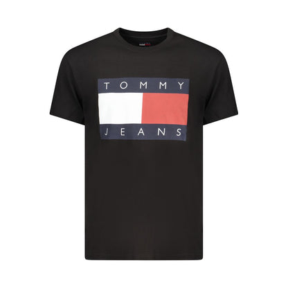 T-Shirt by Tommy Hilfiger for men in cotton canvas black & print features a plush silhouette, showcasing a sophisticated crew neckline and for a truly plush finish.