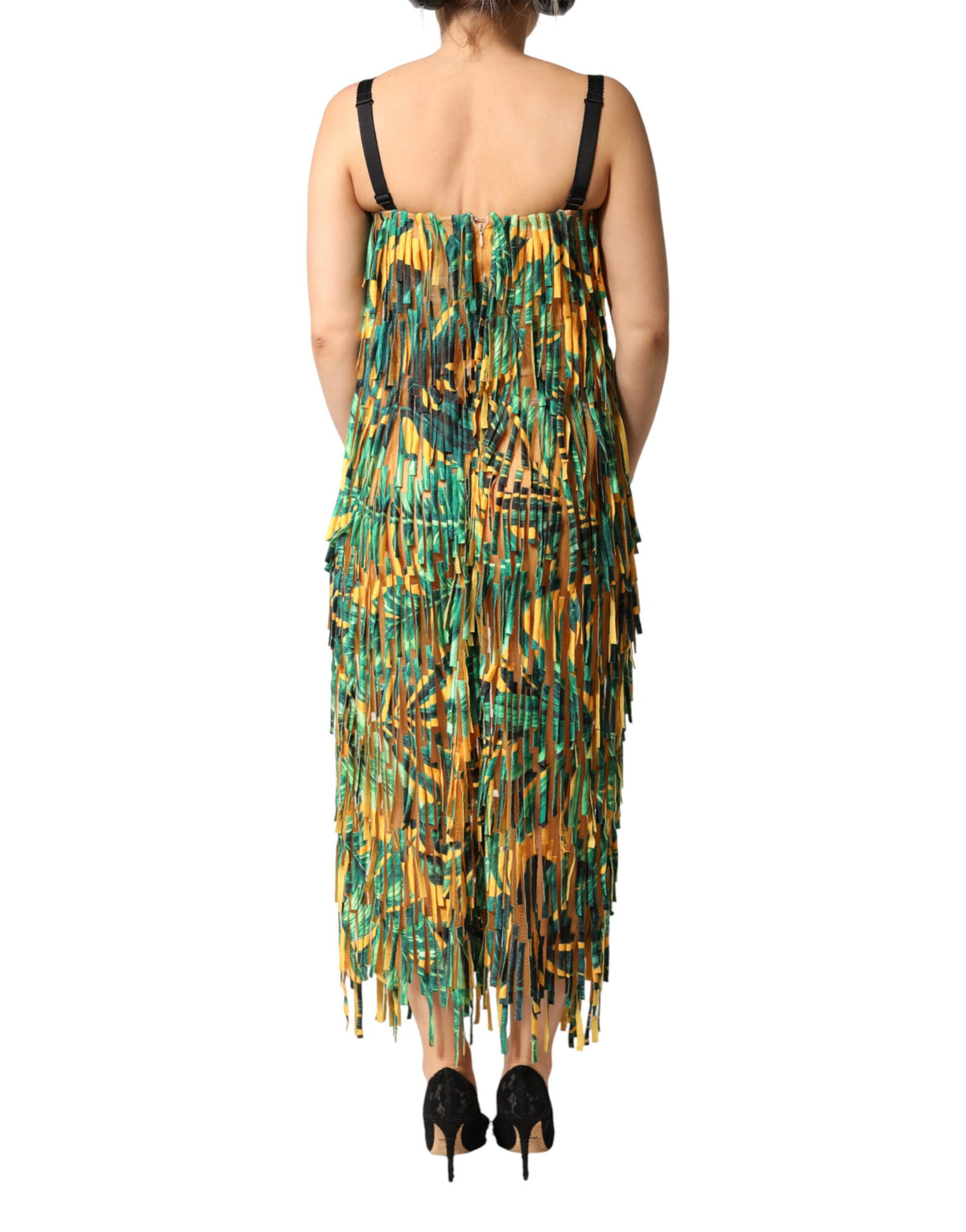Dolce & Gabbana Women's Sheath Sleeveless Polyamide Cotton Maxi Long Dress - Multicolor Patterned Print