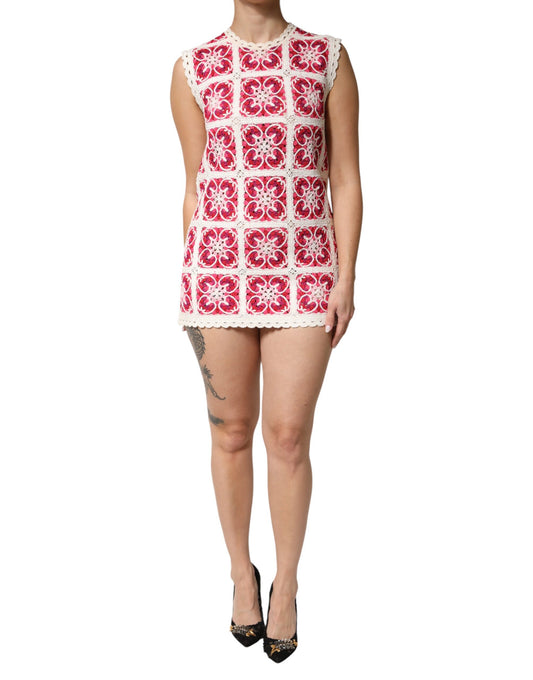 Dolce & Gabbana Crochet Women's Cotton Short Mini Dress - Multicolor Patterned