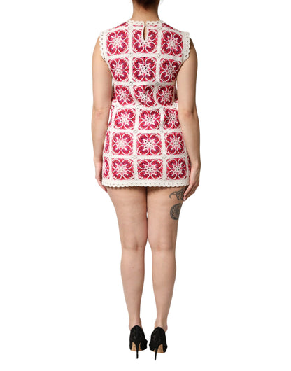Dolce & Gabbana Crochet Women's Cotton Short Mini Dress - Multicolor Patterned