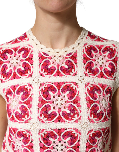 Dolce & Gabbana Crochet Women's Cotton Short Mini Dress - Multicolor Patterned
