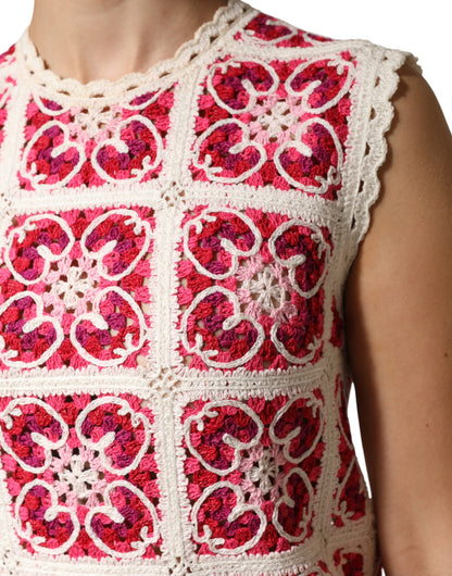 Dolce & Gabbana Crochet Women's Cotton Short Mini Dress - Multicolor Patterned