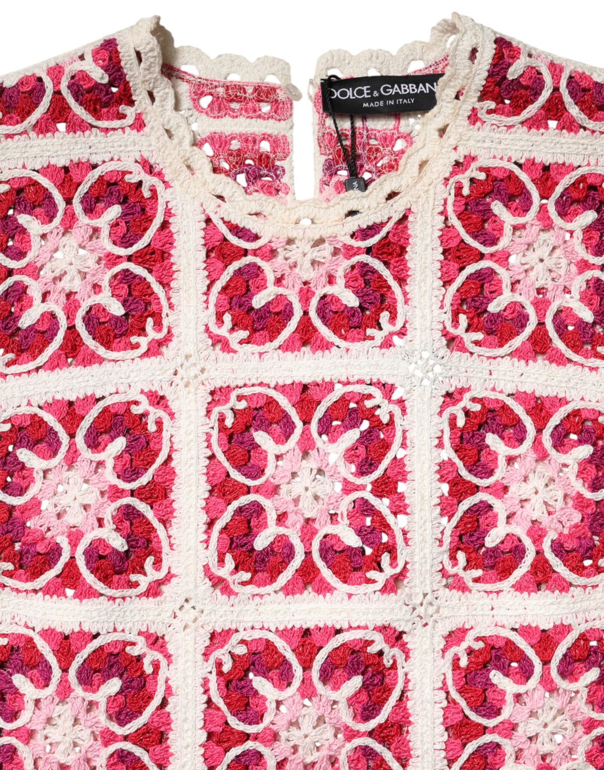 Dolce & Gabbana Crochet Women's Cotton Short Mini Dress - Multicolor Patterned