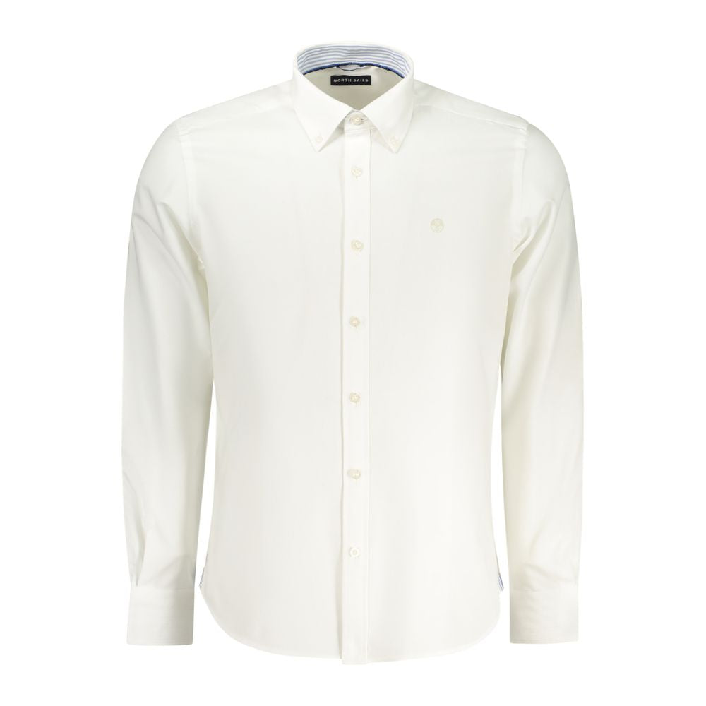 Dress Shirt by North Sails for men in stretch polyester cotton blue & white presents a discerning silhouette, showcasing a sophisticated and long-sleeve for a truly discerning finish.