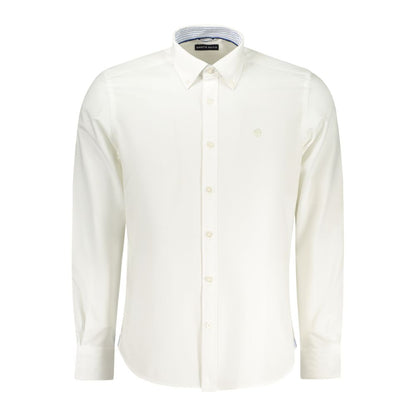 Dress Shirt by North Sails for men in stretch polyester cotton blue & white presents a discerning silhouette, showcasing a sophisticated and long-sleeve for a truly discerning finish.