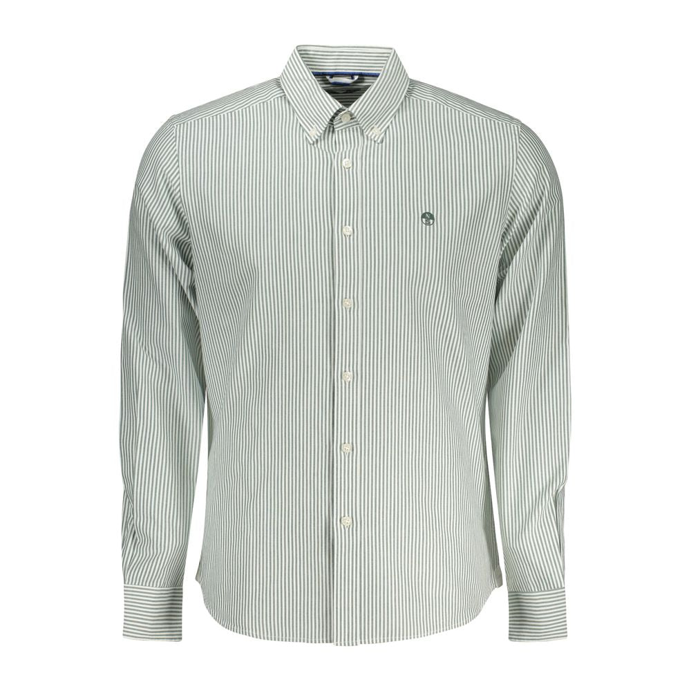 Shirt by North Sails for men in cotton green, white & patterned showcases a sleek silhouette, elegantly detailed with a sleek button-down-collar neckline and long-sleeve for a sleek finish.