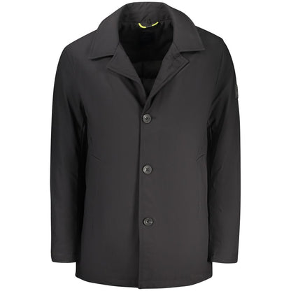 This North Sails men cashmere viscose Trench Coat in black & blue presents a high style silhouette, meticulously detailed with and a high style for a sophisticated, timeless look.